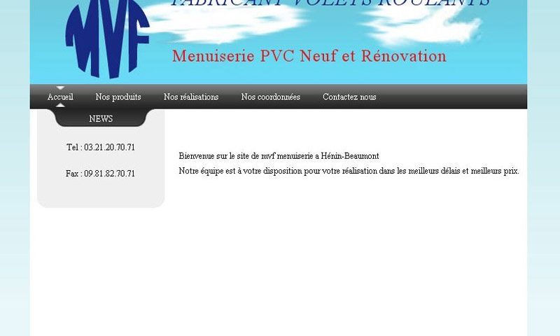 Site Web pour MVF Menuiserie