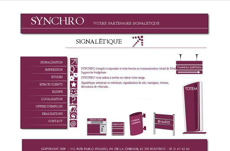 Site Web pour Synchro PLV